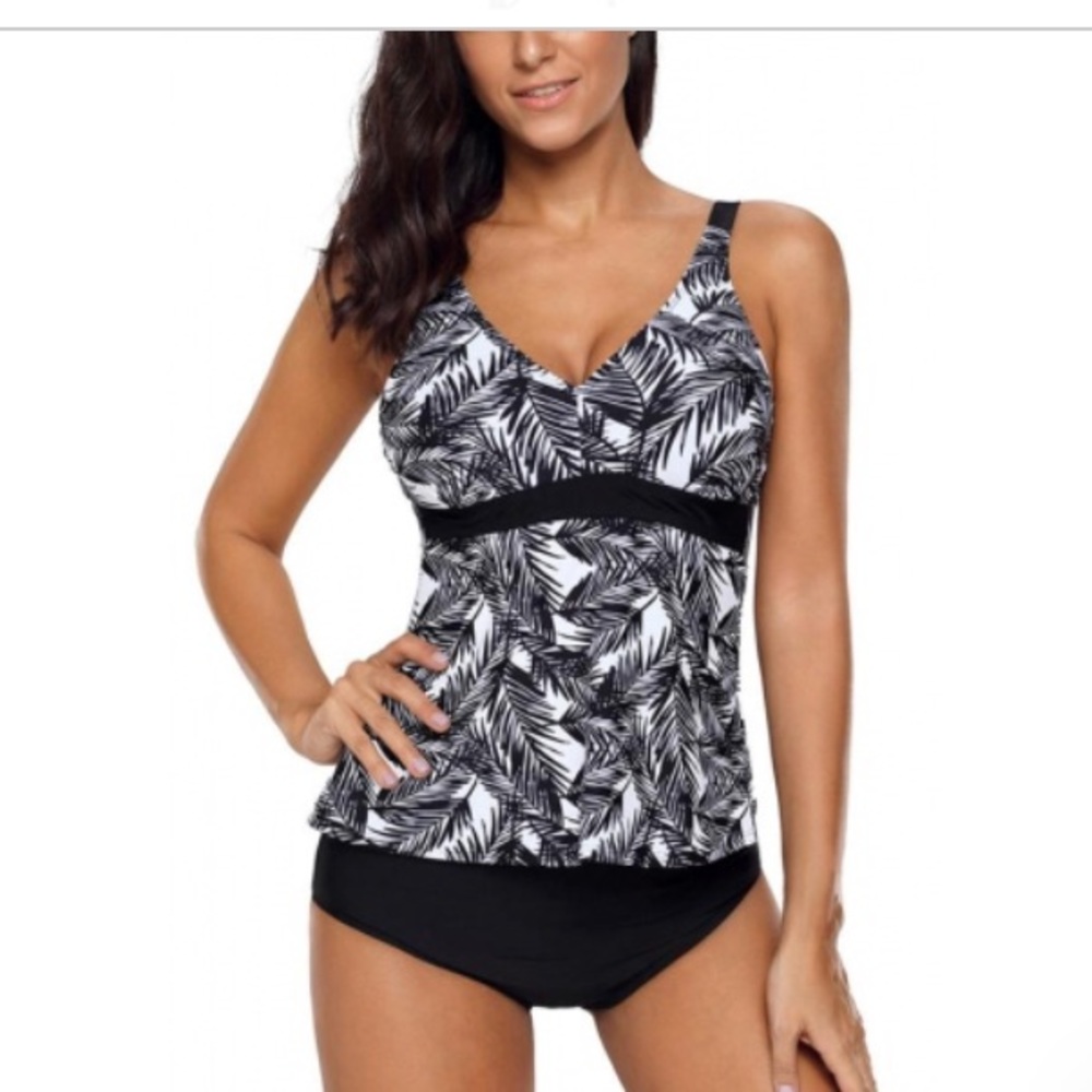 Palm Print Tankini Swimsuit